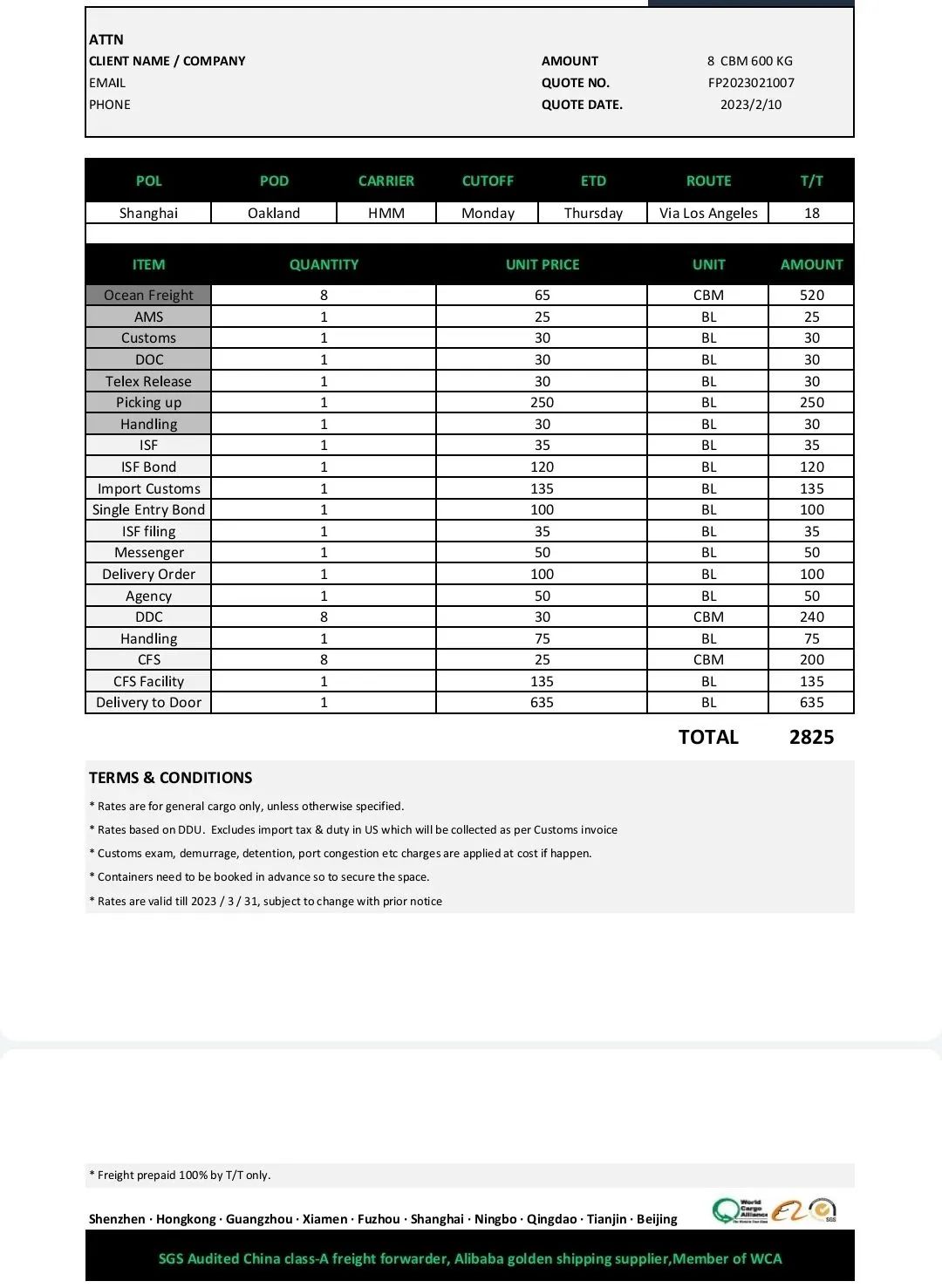 给货代新人的业务报价示范(二):正式报价