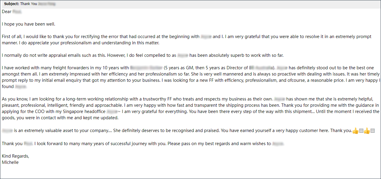 感谢信:销售的勋章